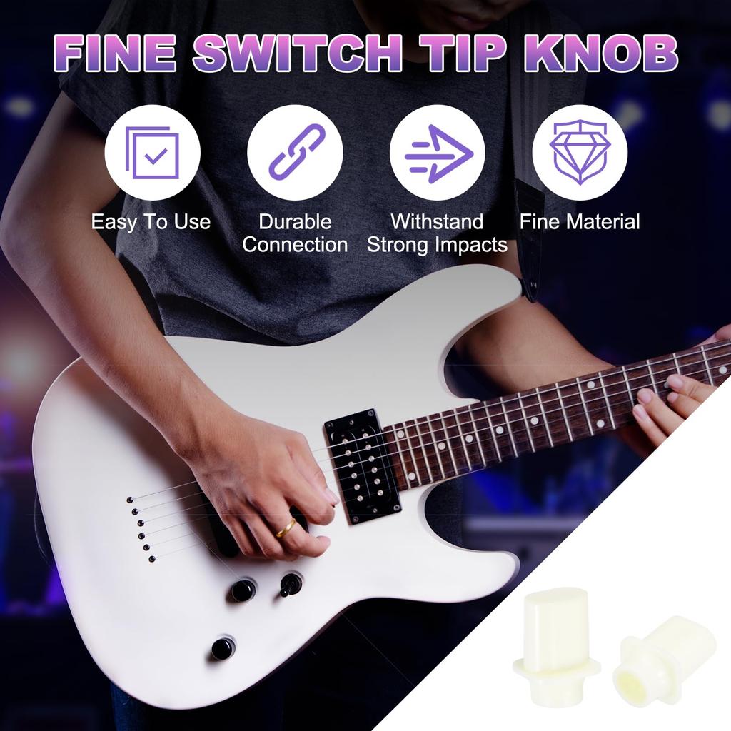 uxcell 3Pcs Guitar Toggle Switch Plastic Guitar Pickup Switch Knob Compatible with Replacement Part for Electric Beige 3-Way/5-Way Tip, Cross-Groove