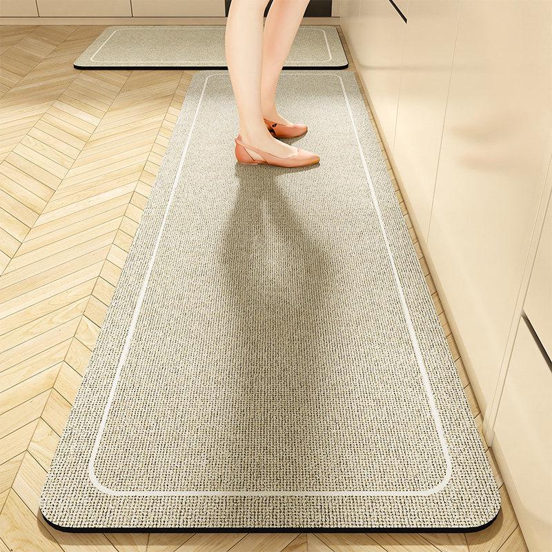 Nordic Diatom Mud Stain-Resistant Geometric Kitchen Mat Set, Easy-Clean, 2-Piece Strip Design.