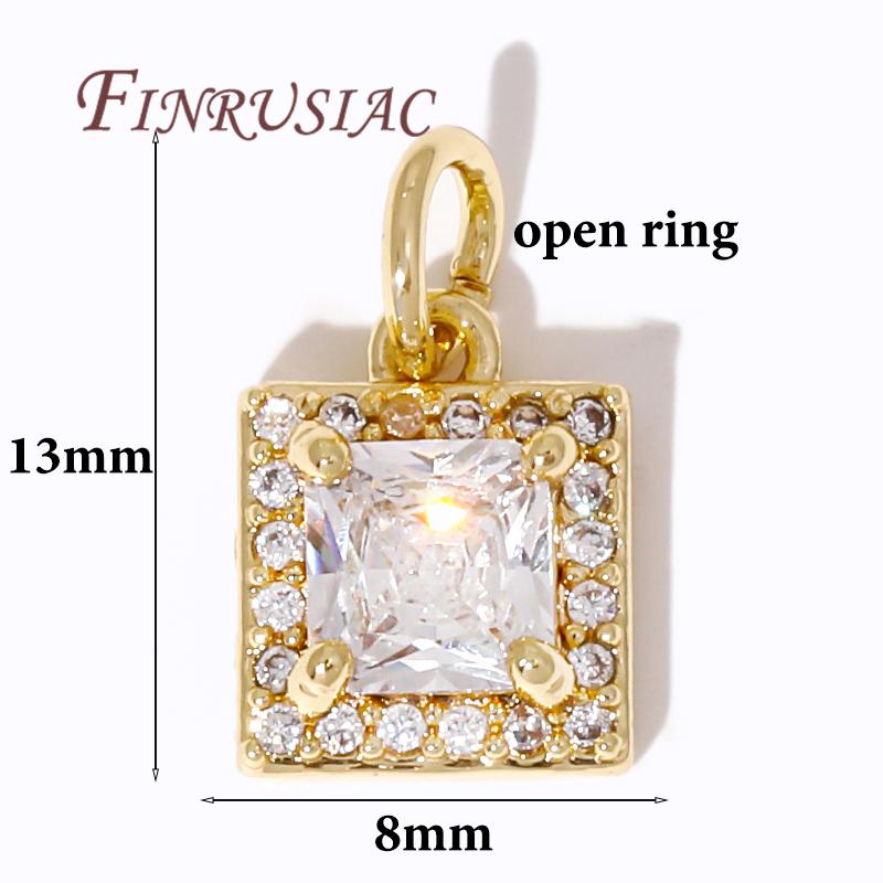 Fashion Square Small Pendants For Jewelry 18K Gold Plated Zircon Crystal Charm For Earrings,DIY Jewelry Making Supplies Findings