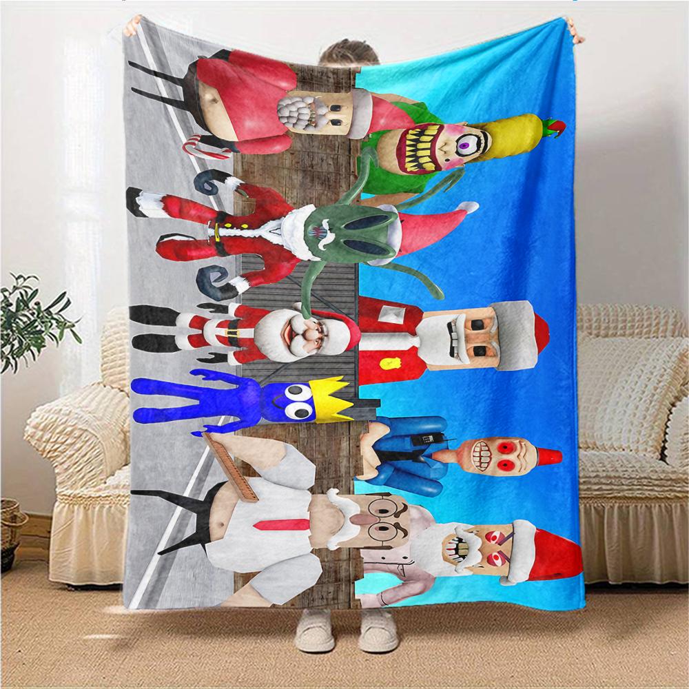 1Pc Roblox Winter Wonderland Blanket Soft Throw Blanket For Home Bedroom Bed Sofa Travel Office Solid Christmas Blanket