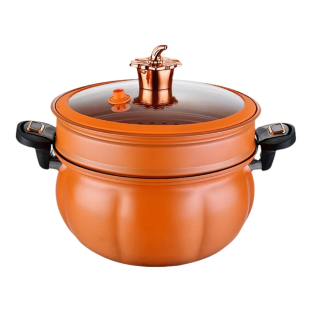 Chubby 2 Layer Micro-Pressure Pot Large Capacity 8L Pressure Cooking Pot Non-Stick Pumpkin Steamer Stew Pot Gas Induction Cooker
