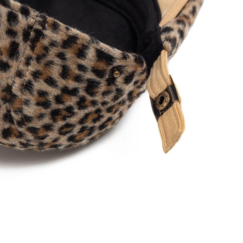 Fashion Leopard Print Beret Women Autumn Winter Thick Warm Hats Trend Hip Hop Female Hat Vintage Berets Adjustable