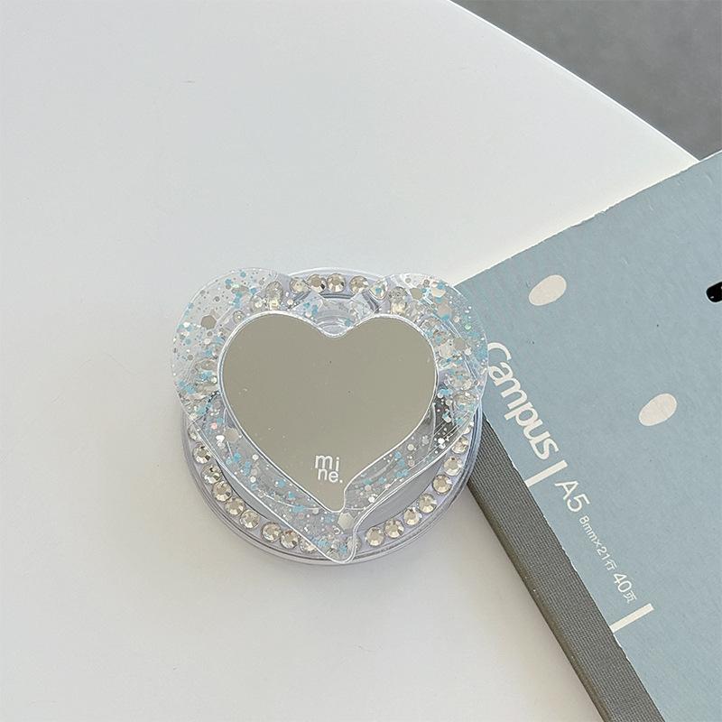 Magnetic Magsafe Mobile Phone Airbag Holder Glitter Sequins Love Mirror Portable Creative Makeup Mirror
