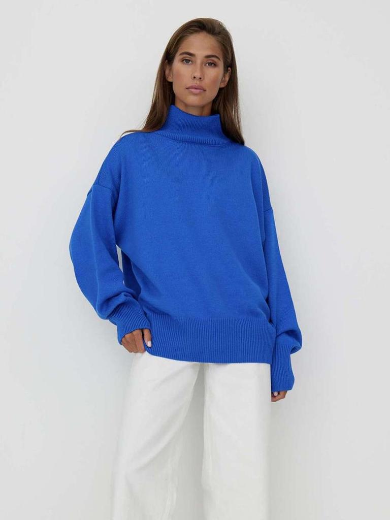MIEGOFCE Spring Women's Turtleneck Casual Sweater Warm Sweaters Knitted Pullover Solid Color Knit Top