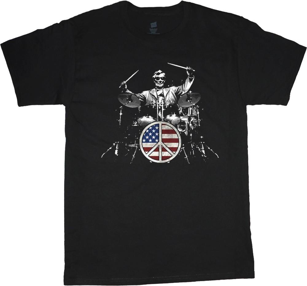 Abraham Lincoln drum set t-shirt drummer drum set tee shirt men s black tshirt Unisex T-Shirt XXXXL