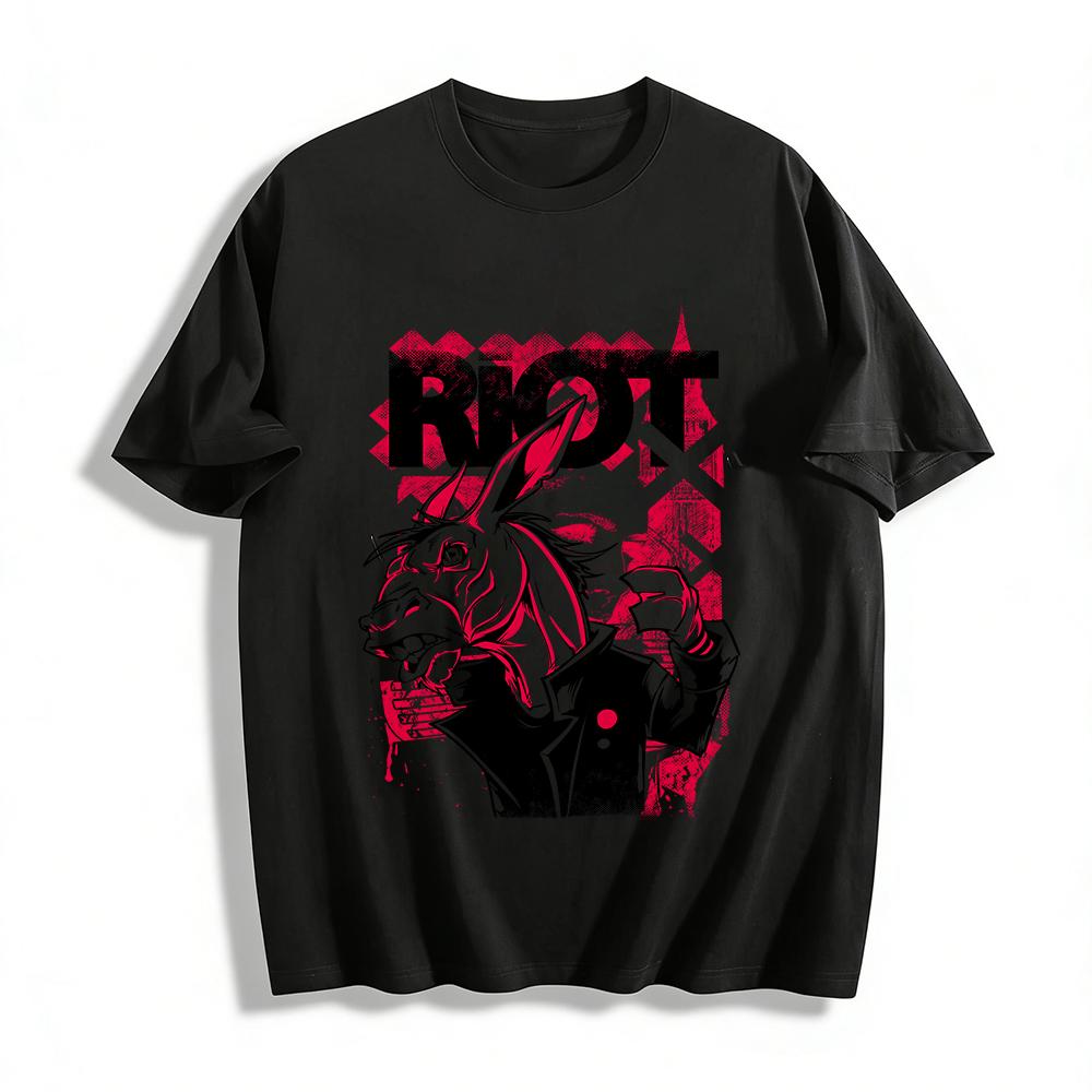 

Riot Donkey Print Punk Style Streetwear Casual Tee For Youth Pure cotton T-shirt XXS