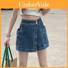 Denim Rockshorts mit unregelmäßigem Design für lässige Sommerkleidung Damen