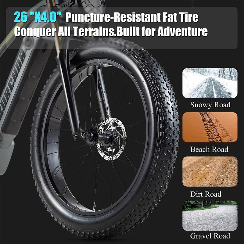 BURCHDA RX80 Adult Electric Bike Dual Motor AWD 3000W Peak 20AH 48V 80 Miles Long Range 26" Full Suspension Fat Tire Mountain Bike