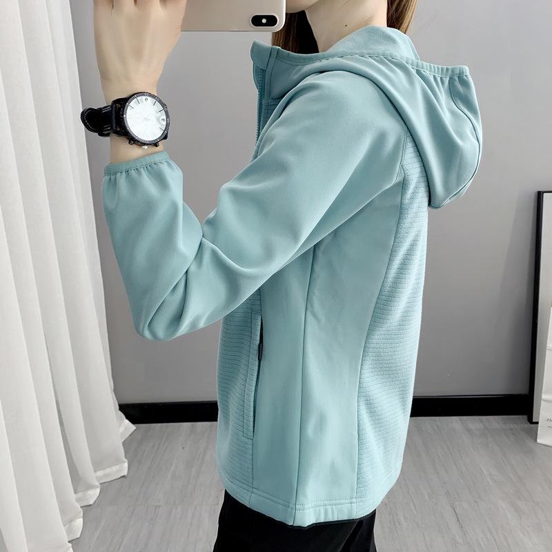 Women's Hooded Polar Fleece Softshell Jacket - Outdoor Windbreaker for Spring/Autumn