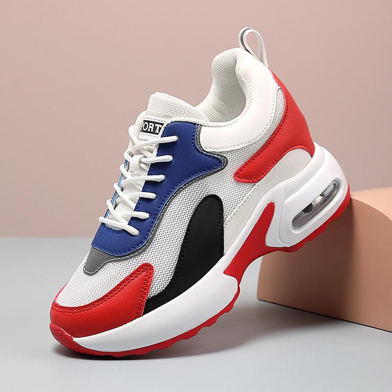 2025 new inner heightening women's shoes small thick-soled mesh breathable pad shock absorption casual shoes sports shoes