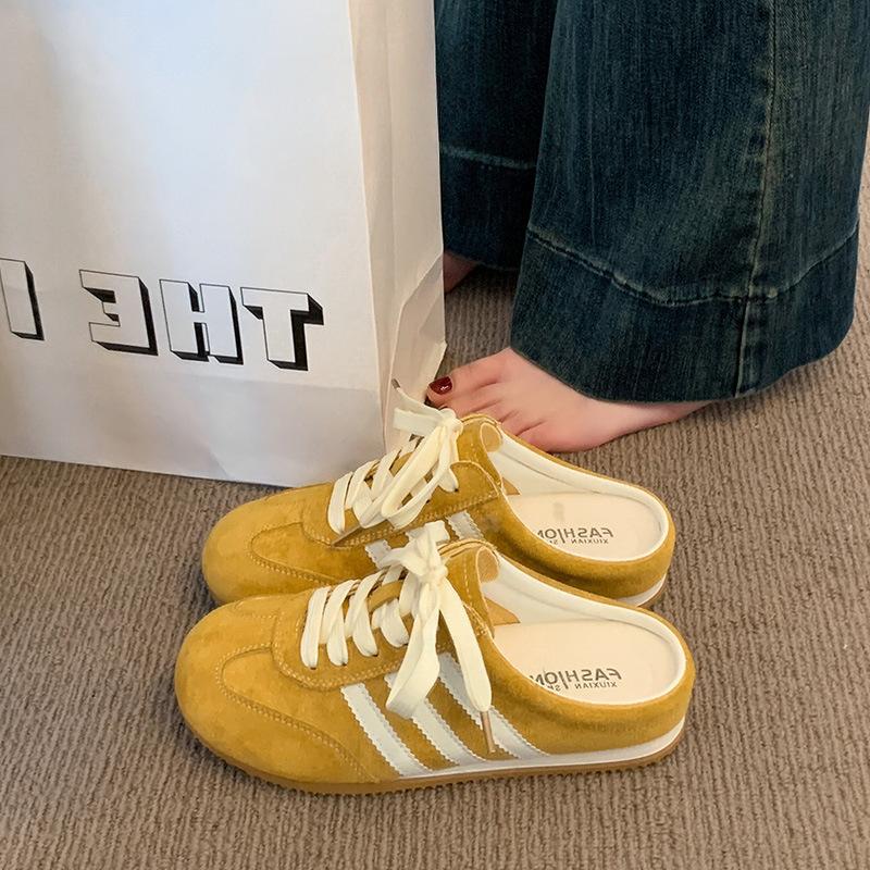 Baotou half slippers women's spring and summer outer wear 2025 new heelless red German training shoes lazy person one foot cool slippers