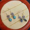 S925 Sterling Silver Natural Turquoise Retro Butterfly Earrings