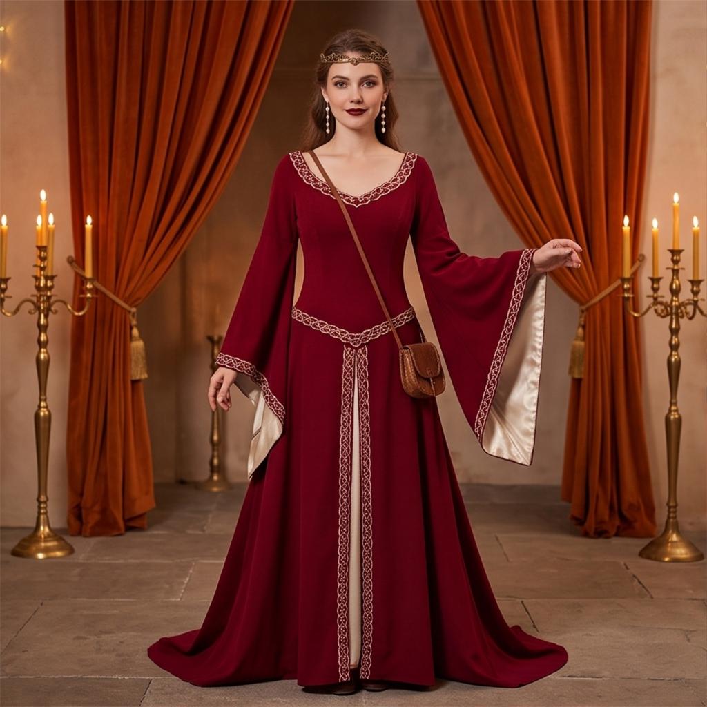 Damen Langarm V-Ausschnitt Bestickt Ausgestellte Ärmel Enganliegendes Kleid