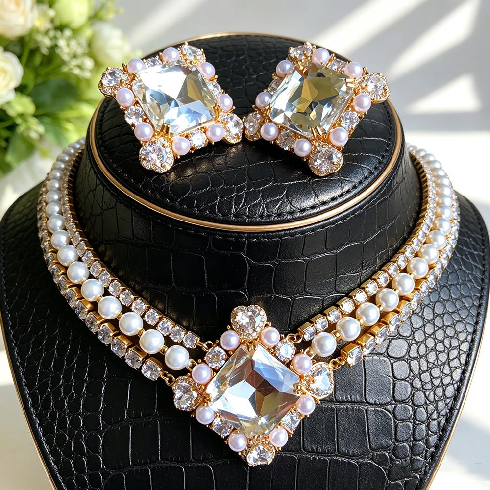 G377C Fashion Necklace Earrings Jewelry Sets for Women Zircon Crystal Dubai Bridal Wedding Party High Quality New Shiny Luxury