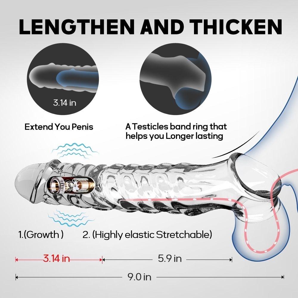 Penis Sleeve Extensions Condom Male Enlargement Delay Vibrators Clits Massager Cock Ring Vibrating Penis Cover Sex Toys For Men 18+