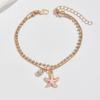 European, American Bohemian wind dripping oil starfish pendant, rhinestone double-layer beach anklet, fashionable and exquisite foot accessories for