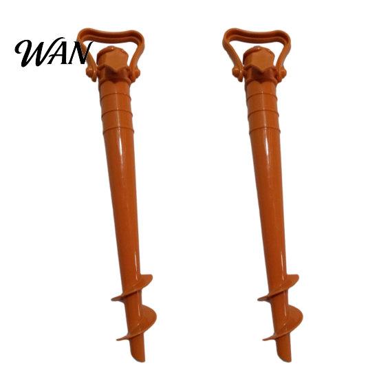 Triangular Handle Umbrella Stake 2Pcs Sun Base with Ground Stake, Screw-in Beach Heavy Duty Holder, Windproof Spiral Stand for Outdoor Yard