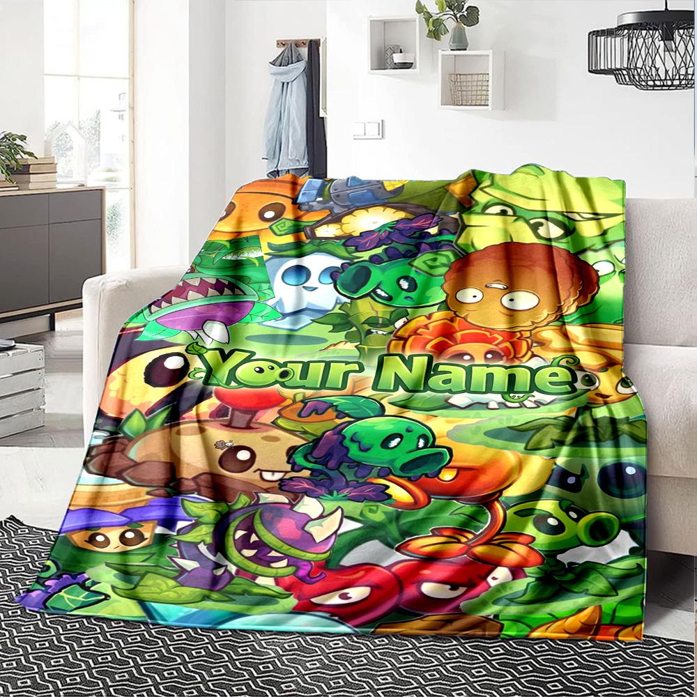 Plants vs. Pătură cu text personalizabil cu zombi Pătură multifuncțională personalizabilă Moale Caldă Confortabilă Potrivită pentru Lenjerie de pat Pat Picnicuri Malul mării Pentru Toate Ocaziile