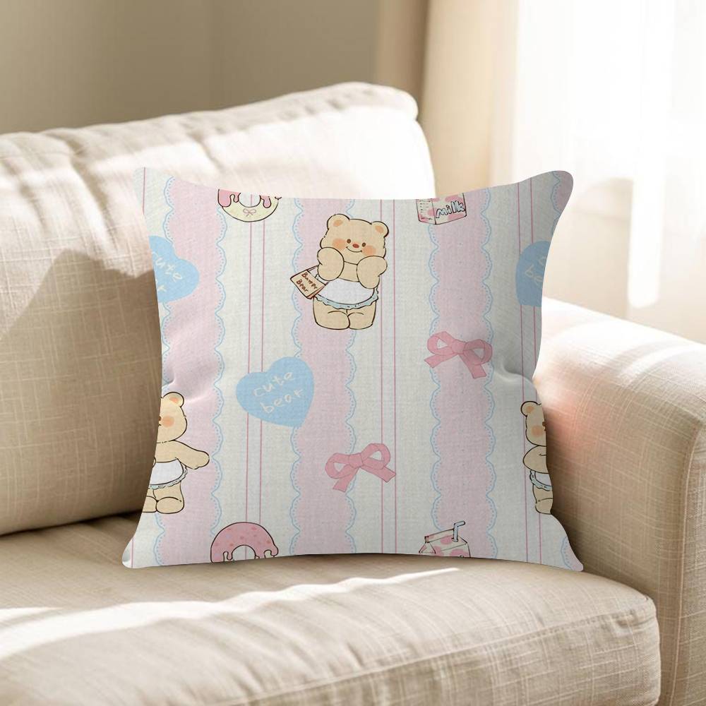 Cute Butterbear Maple Design Cushion Cover Happy Autumn Harvest Decor Holiday Decorati Pillow Cover