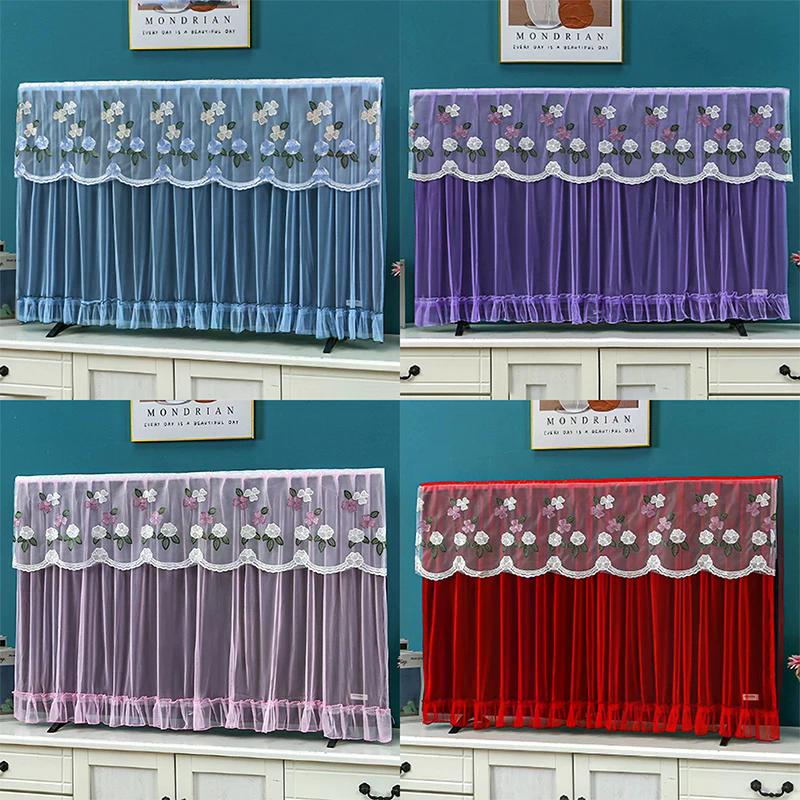 Elegant Embroidered Lace TV Dust Cover - Breathable 32/42 Inch LCD Screen Protector for Wall Mounted & Flat Screen TVs