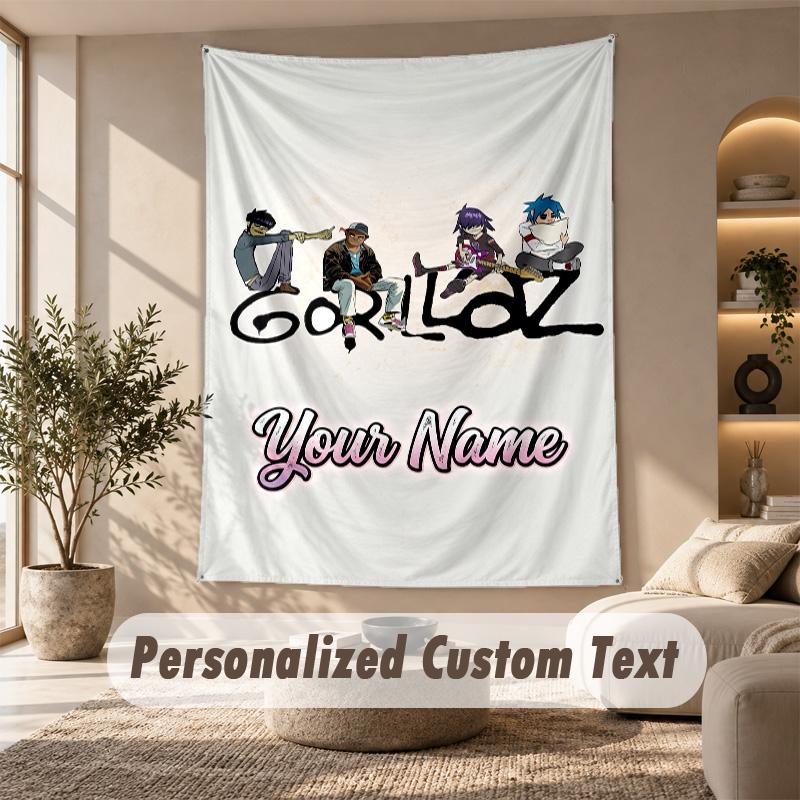 Tapestry Custom Name Text, Wall Hanging Tapestry Home Room DecorGorillaz