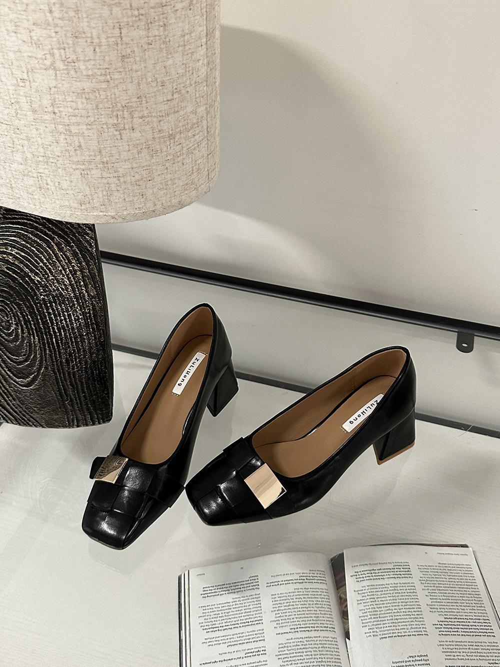 

fashion Round Toe Women Pumps 2024 New Arrivals Black Beige Brown Belt Buckle Autumn Winter Ladies Office Pumps Size 35-39 Sexy Weave 5.5 чёрный