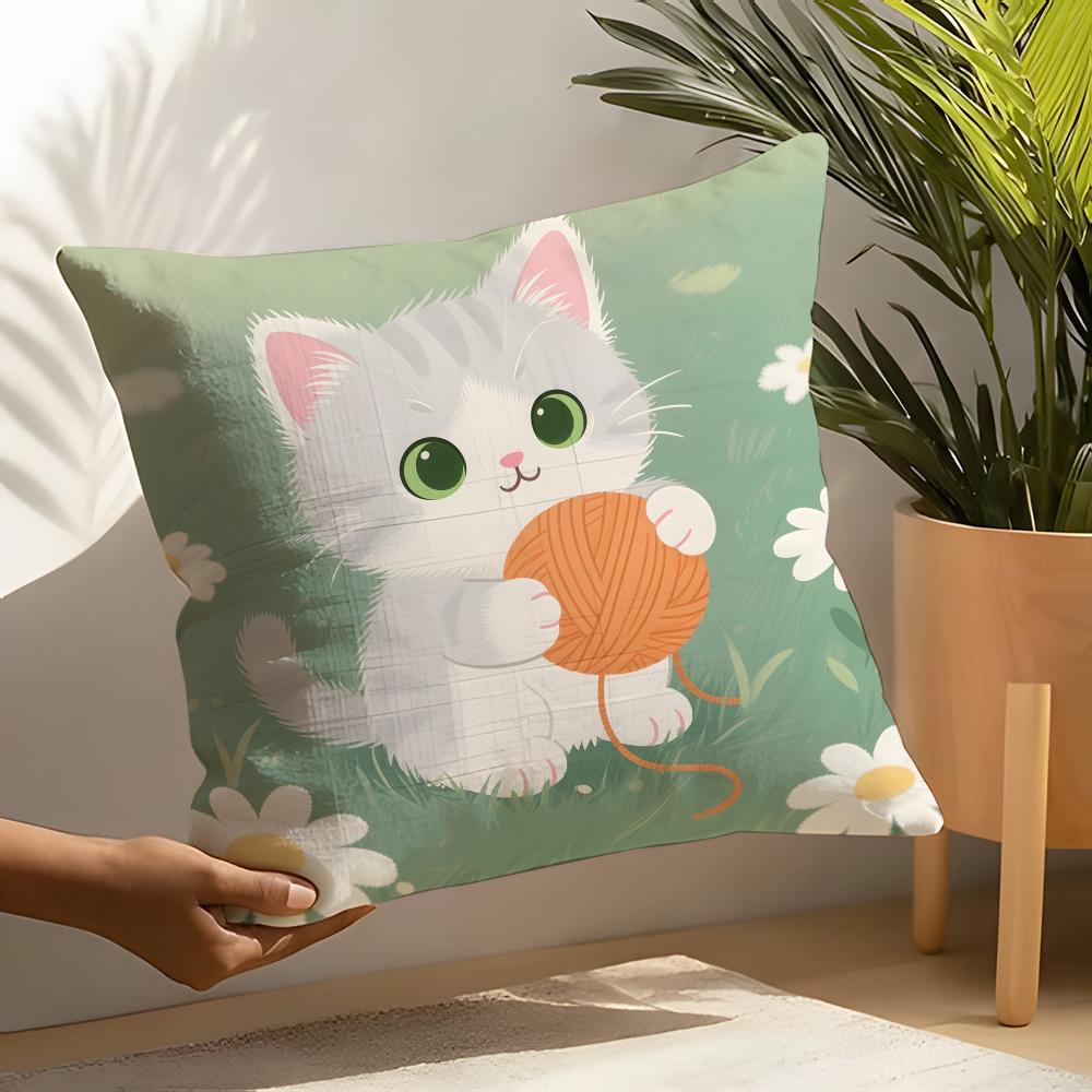 Pillow Case Linen Cushion Covers For Decorative Sofa Home Pillows Case Car Chair Pillows Cases Love Cats Home Decor Pictures