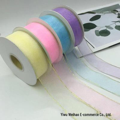 4cm Double Gold-Edged Silk Satin Gauze Ribbon for Gifts, Fresh Flowers, Baking, and Hair Accessories