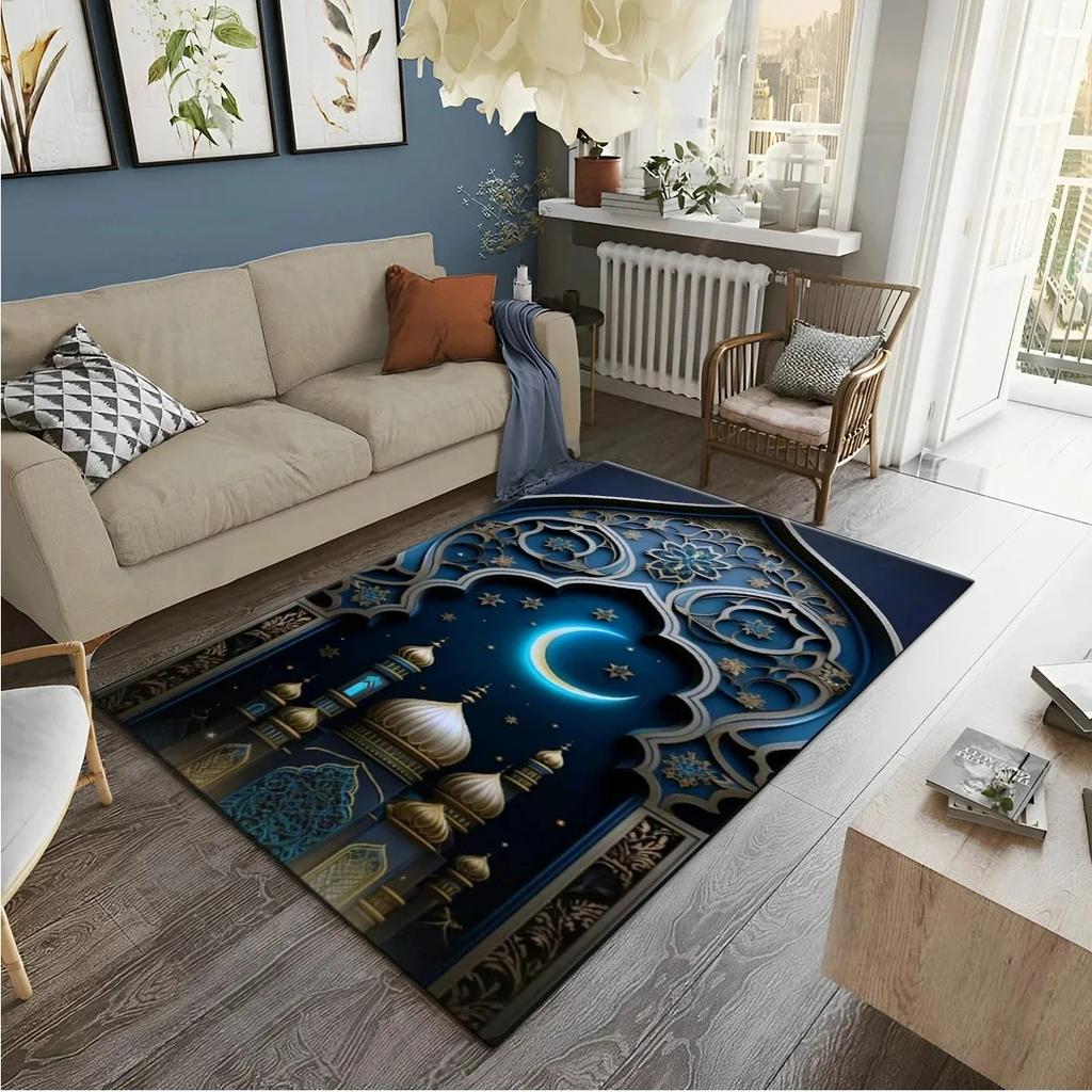 Muslim Prayer Rug – HD Printed Ramadan Worship Carpet | Non-Slip Washable Floor Mat for Living Room Bedroom & Home Decor