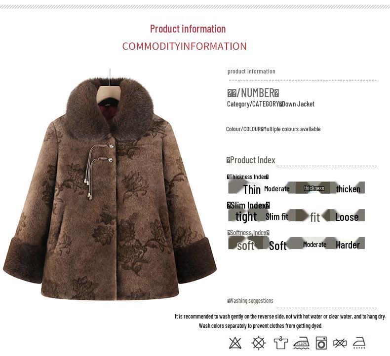 Chinese Style Faux Fur Plush Granny Jacket for Women (Ages 70-80)