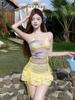 Women's 2025 Summer Beach Vacation High-End Four-Piece Bikini Set with Skirt