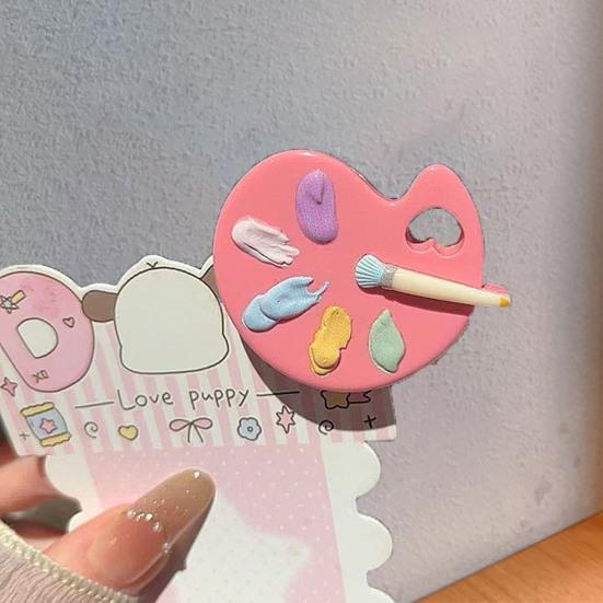 3Pcs Girl Hairpin Macaron Colors Palette Shape Resin Hair Clip Stable