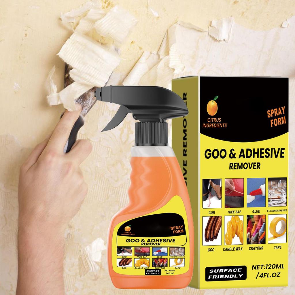 Spray Rimuovi Colla da 120ml Liquido per Rimuovere Colla Sollevatore per Adesivi per Auto Rimuovi Nastro per Vetro e Metallo Detergente Appiccicoso