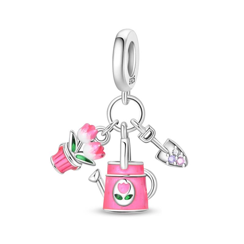 Original Copper Romantic Wedding Charms Bouquet Ring Rose Heart Beads Pendants Fit Bracelets Diy Fine Jewelry Gifts