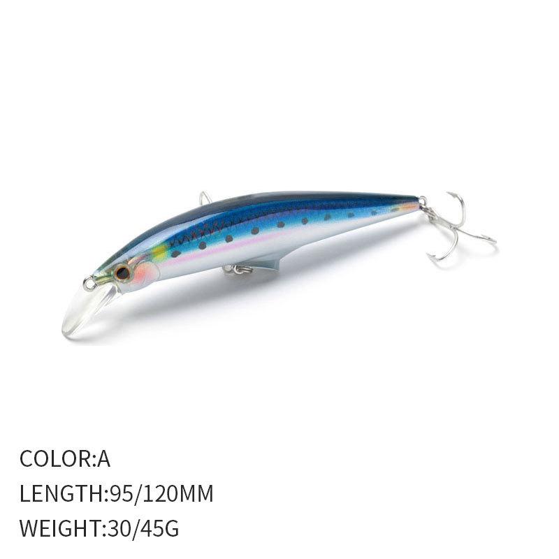 High Quality Sea Fishing Heavy Minnow Bait 120mm 45g Long Cast Freshwater Perch Sinking Minnow Lure A9093
