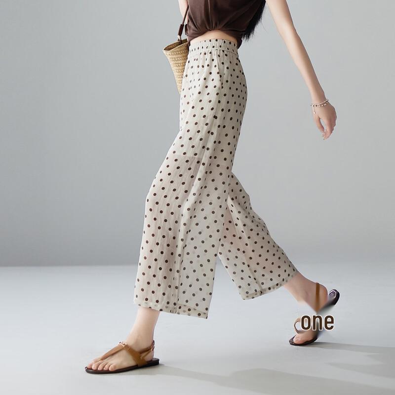 SOFSIL 2026 Summer Polka Dot High-Waist Wide-Leg Cropped Pants