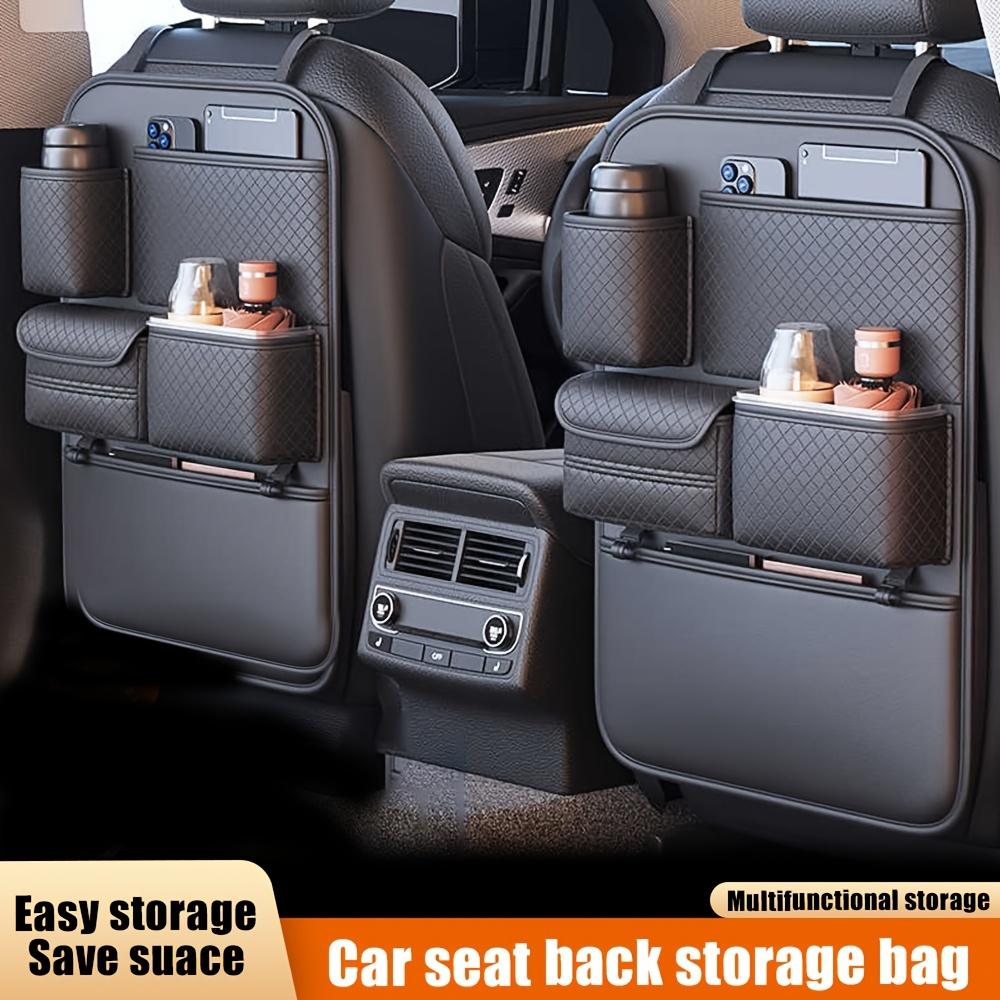Multifunctional Car Seat Back Organizer, Faux Leather Hanging Bag, Anti-Kick Car Seat Back Pocket, Suitable for Car Accessories and GroceriesC
