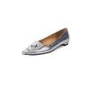 Silver fashion simple temperament button single shoes niche versatile pointed low heel shallow mouth pedal small leather shoes women's shoes