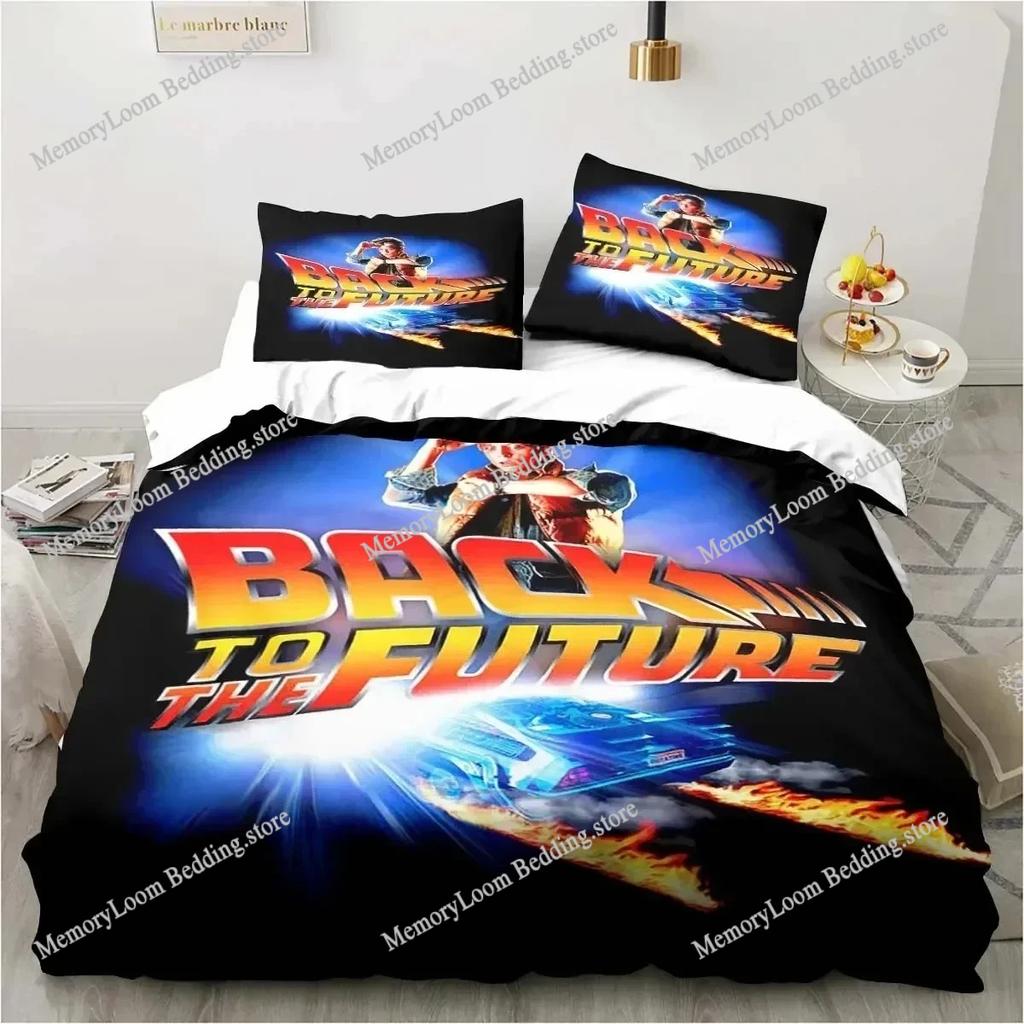 Back To The Future Classic Movie Retro Bedding Set Bed Three Piece Set Single Double Bed Queen Size King Quilt Cover Boy Gift