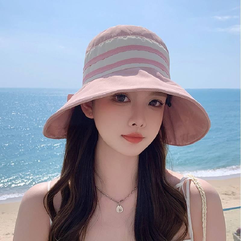 Summer Sun Protection Hat With Wide Brim And Bow For Women Outdoor Casual Wear