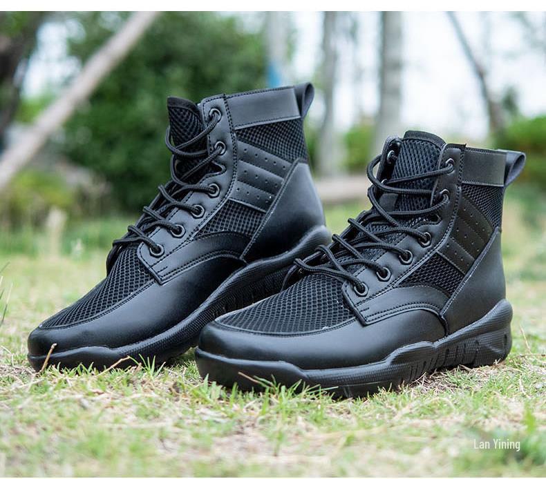 Lato 2025 Unisex Siateczkowe Oddychające Buty Taktyczne: Buty outdoorowe typu high-top do ochrony i treningu
