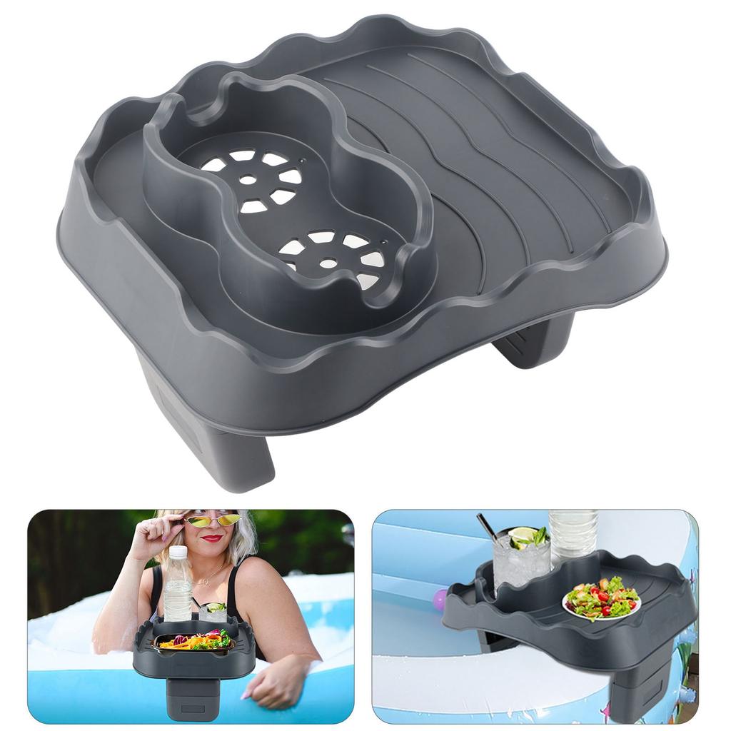 Vassoio da Tavolo per Vasca Idromassaggio con Fori di Drenaggio Antiscivolo Regolabile Tavolino Laterale per Vasca Idromassaggio Piscine SPA Vasca da Bagno Grigio