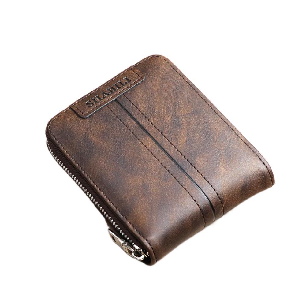 

Multiple Card Slots Men Short Wallet with Zipper Business Coin Purses Portable Card Holder Boy темный кофе