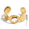 66mm Stainless Steel Hammer Metal Shell Cuff Bracelet Bangle 18K Golden PVD Plated Texture Wide Wrist Jewelry Gift