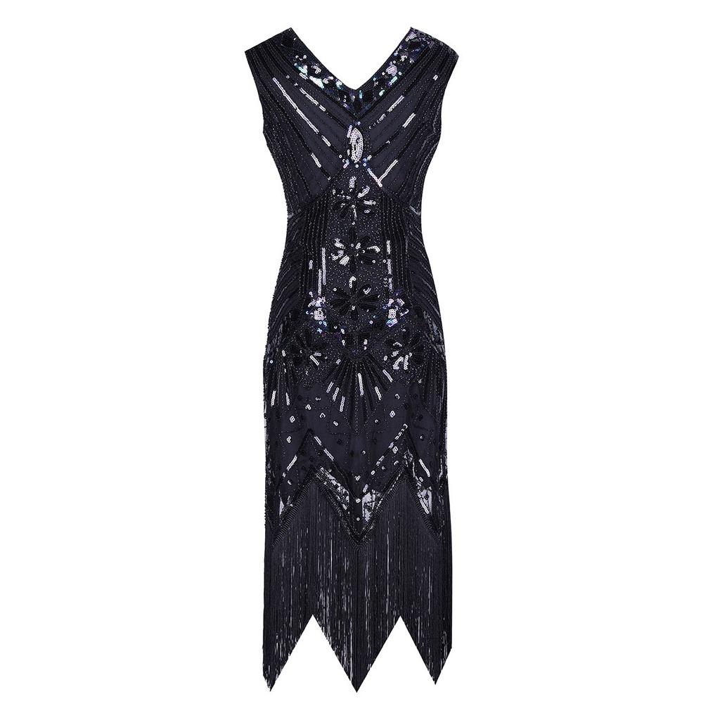 Elegant Gatsby Flapper Beaded Vintage Fringe Sequin Sleeveless Women Party Dresses For Timeless Style