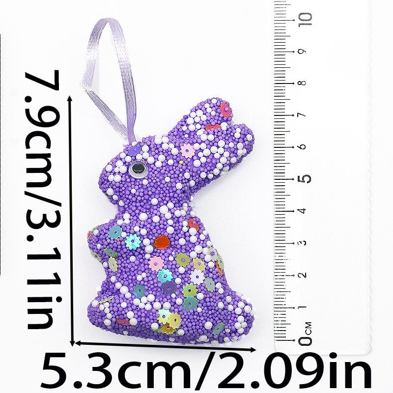 (6 Pcs/pack) 79X53Mm Easter Foam Colorful Glitter Rabbit Hanging Decoration Children's Handicraft Toy Diy