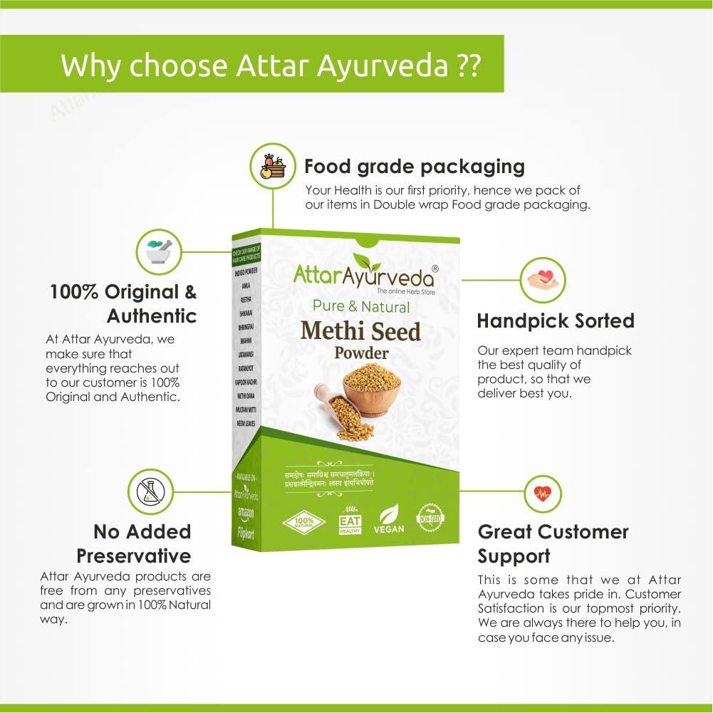 Attar Ayurveda Natural Herbal Seed Powder For Hair Care & Scalp Nourishment, Edible Grade Hair Mask, 200 g Formula