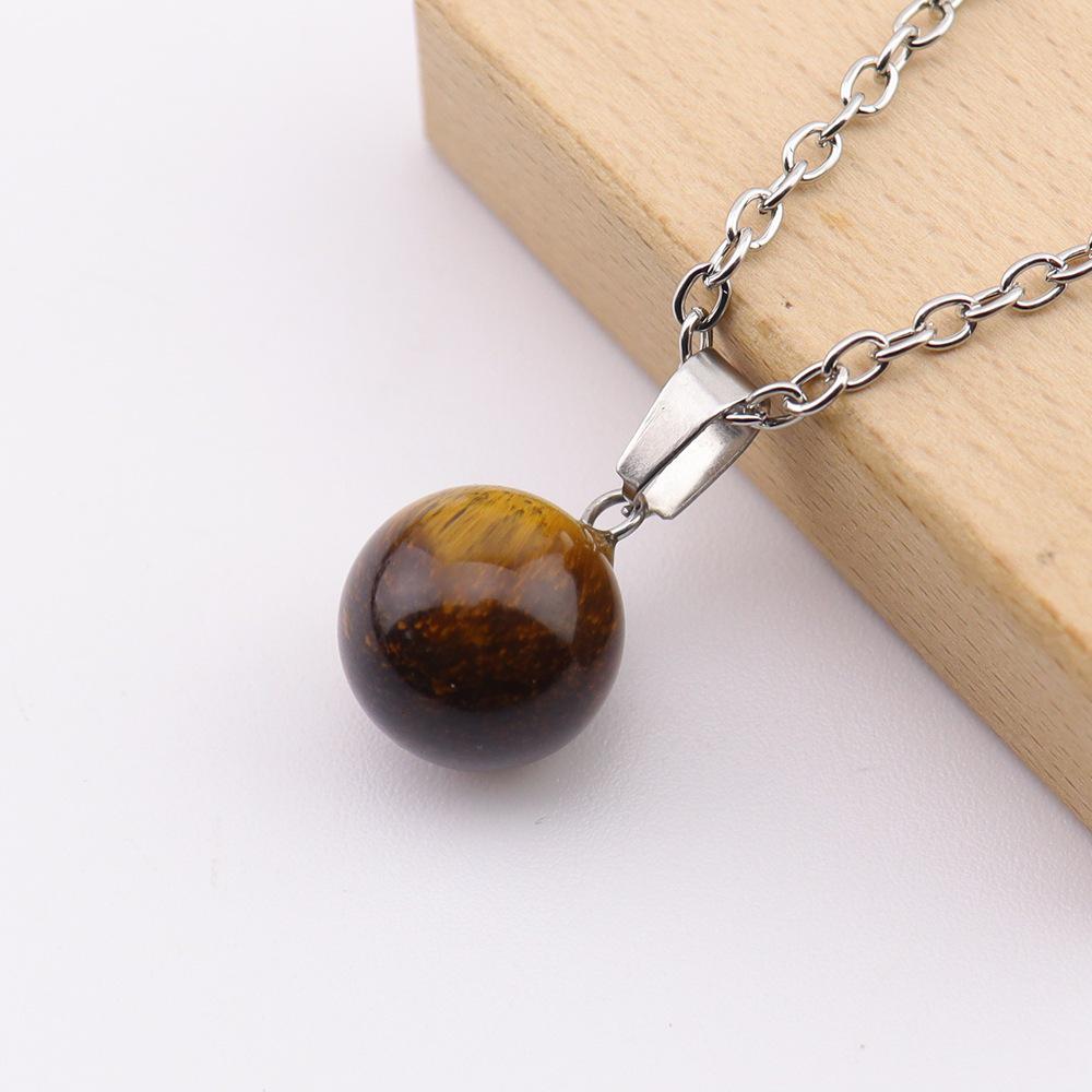 Natural Crystal Stone Sphere Pendant, 14mm, Melon Seed Clasp, Single Hole DIY Necklace, N766