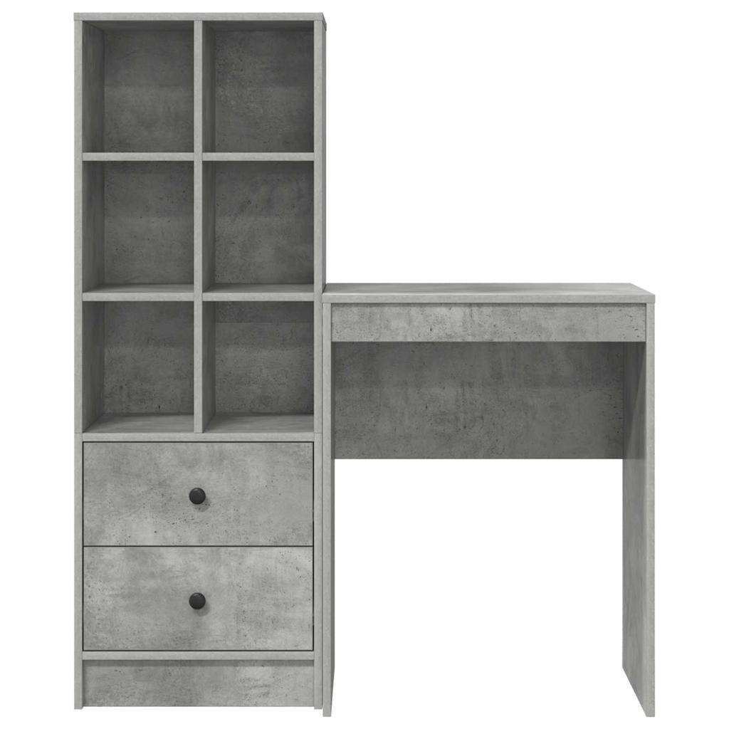 Desk with Drawers and Shelf 2 pcs Concrete Grey