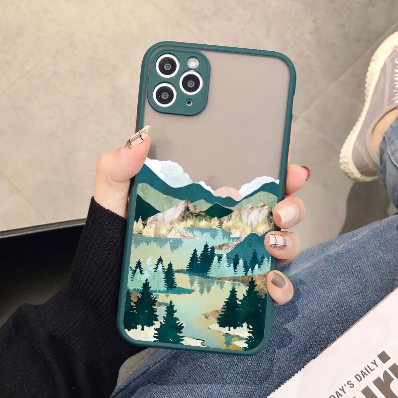 Hand Painted Phone Case For iphone X XS XR Scenery Shockproof Cases For iPhone 15 14 12 13 11 pro MAX Mini 7 8 Plus SE2 Cover